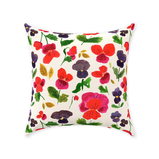 Dancing Pansies Throw Pillow