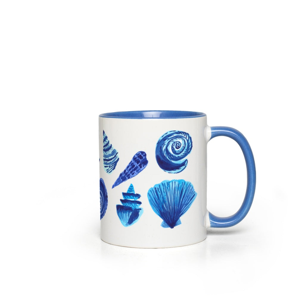 She Sells Seashells in Ocean Blue Accent Mugs