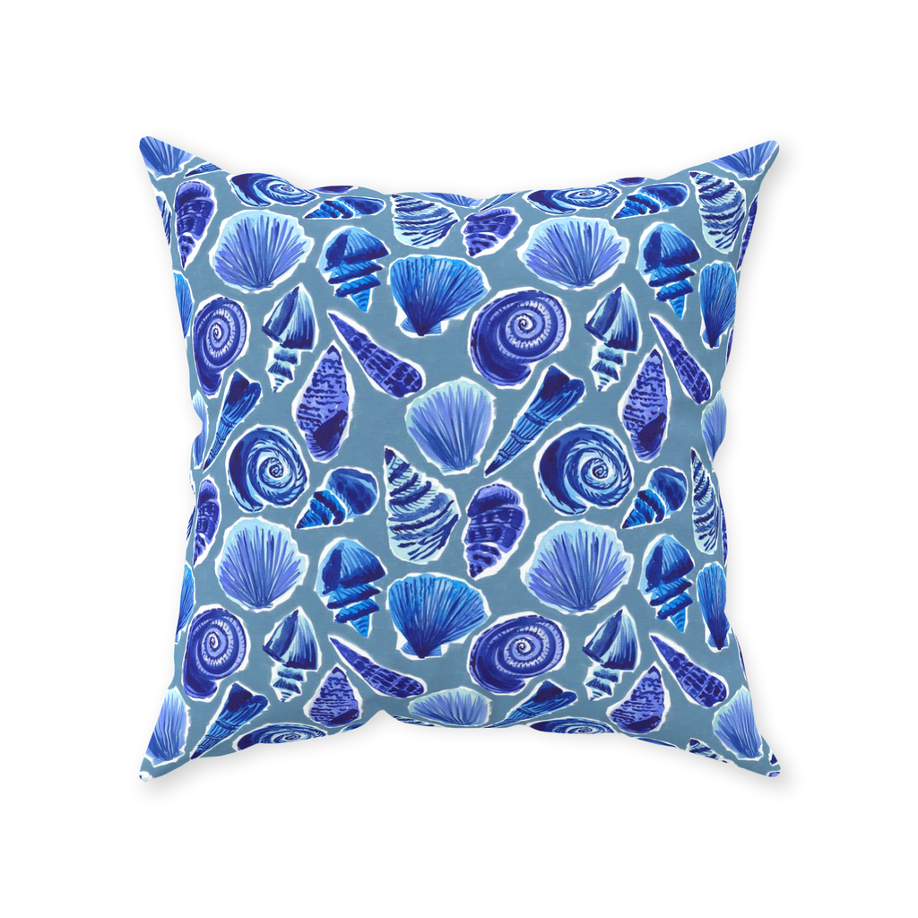 She Sells Seashells in Ocean Blue Throw Pillow