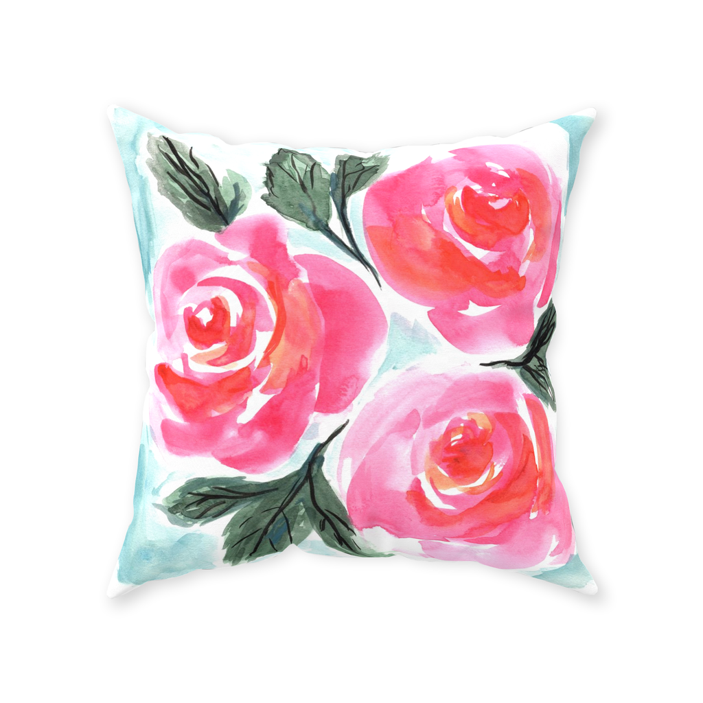 Three Roses Throw Pillow