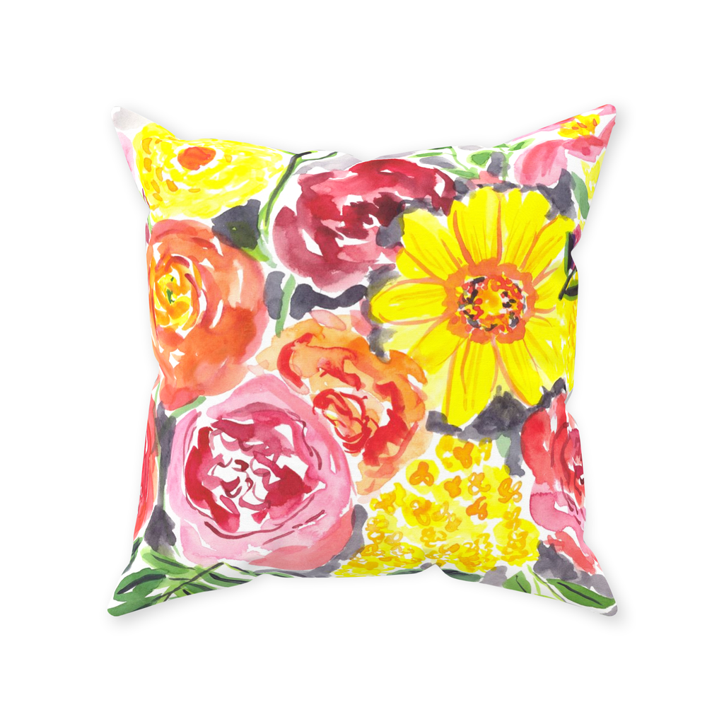 A Burst of Flower Happy Throw Pillow