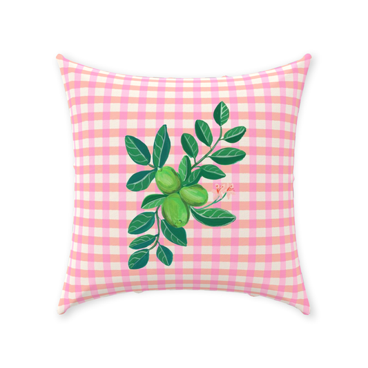 Lime on Pink Gingham Throw Pillow