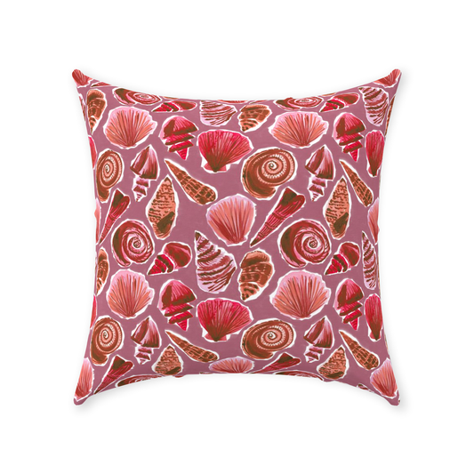 She Sells Seashells in Coral Throw Pillow