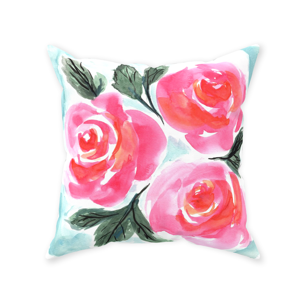 Three Roses Throw Pillow