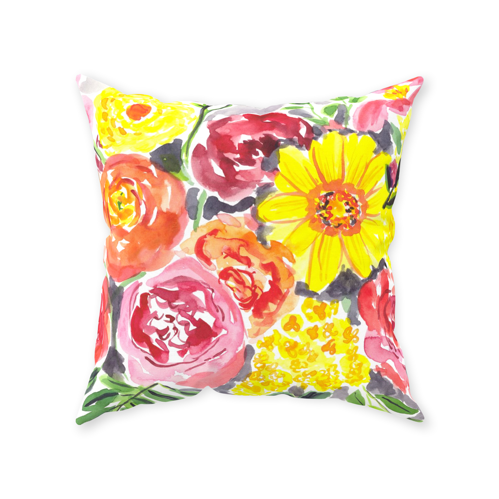 A Burst of Flower Happy Throw Pillow