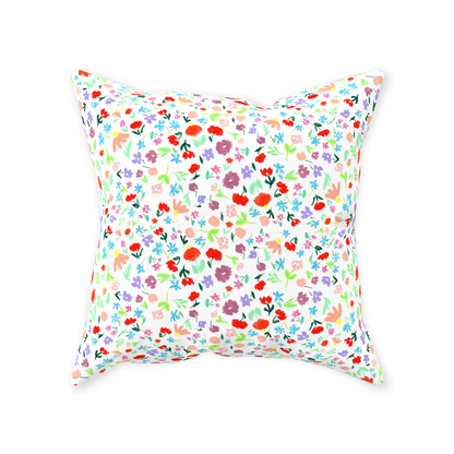 Ditsy Flower Dance on White Throw Pillow