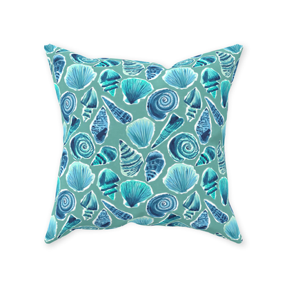 She Sells Seashells in Sea Foam Green Throw Pillow