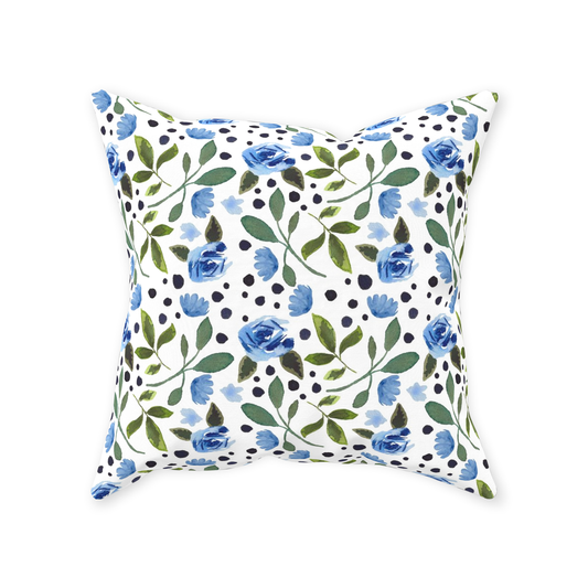 Blue Rose Vines Throw Pillow