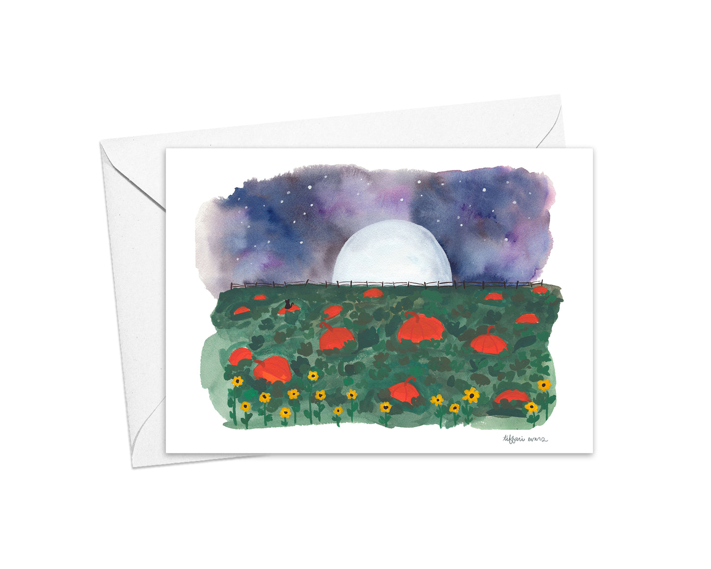 Pumpkin Patch at Night Stationery Cards